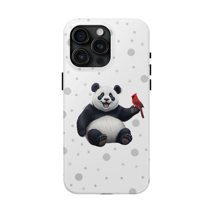 Cute Panda Bear with a Cardinal Animal iPhone Case - Dual-Layer PC/TPU Protective Cover for iPhone