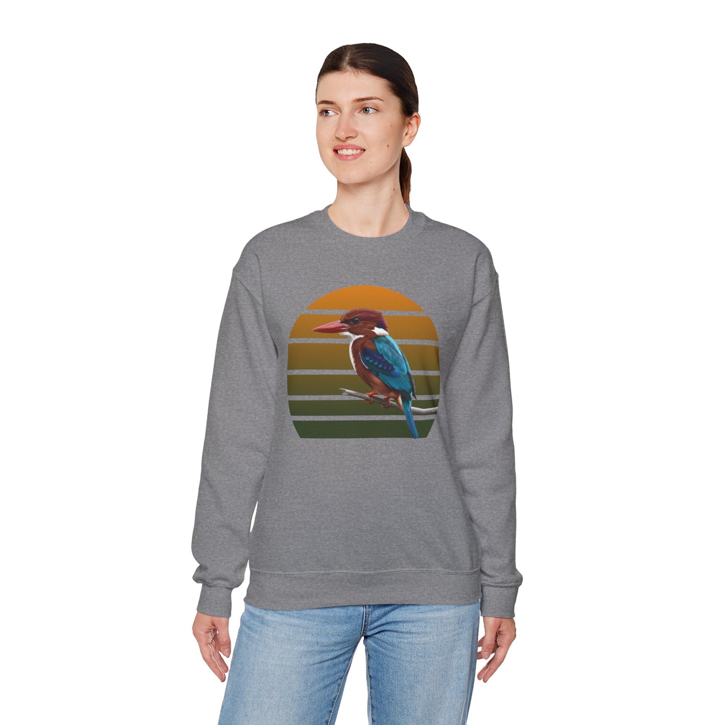 White-Throated Kingfisher Sweatshirt | Bird Watcher Crewneck | Unisex Songbird Gift for Bird Lovers