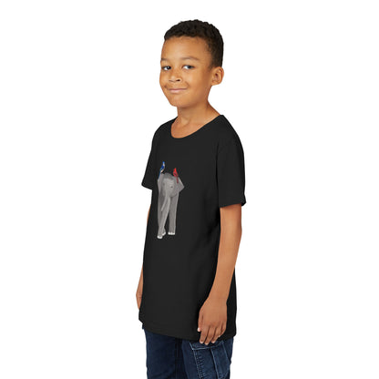 Elephant with Blue Jay and Cardinal Bird Youth T-Shirt