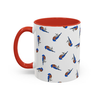 Bluebird All-Over Pattern Accent Mug | Colorful Bird Lover Gift for Birdwatchers