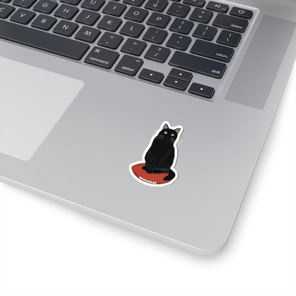 Black Cat with Football Cat Lover Sticker