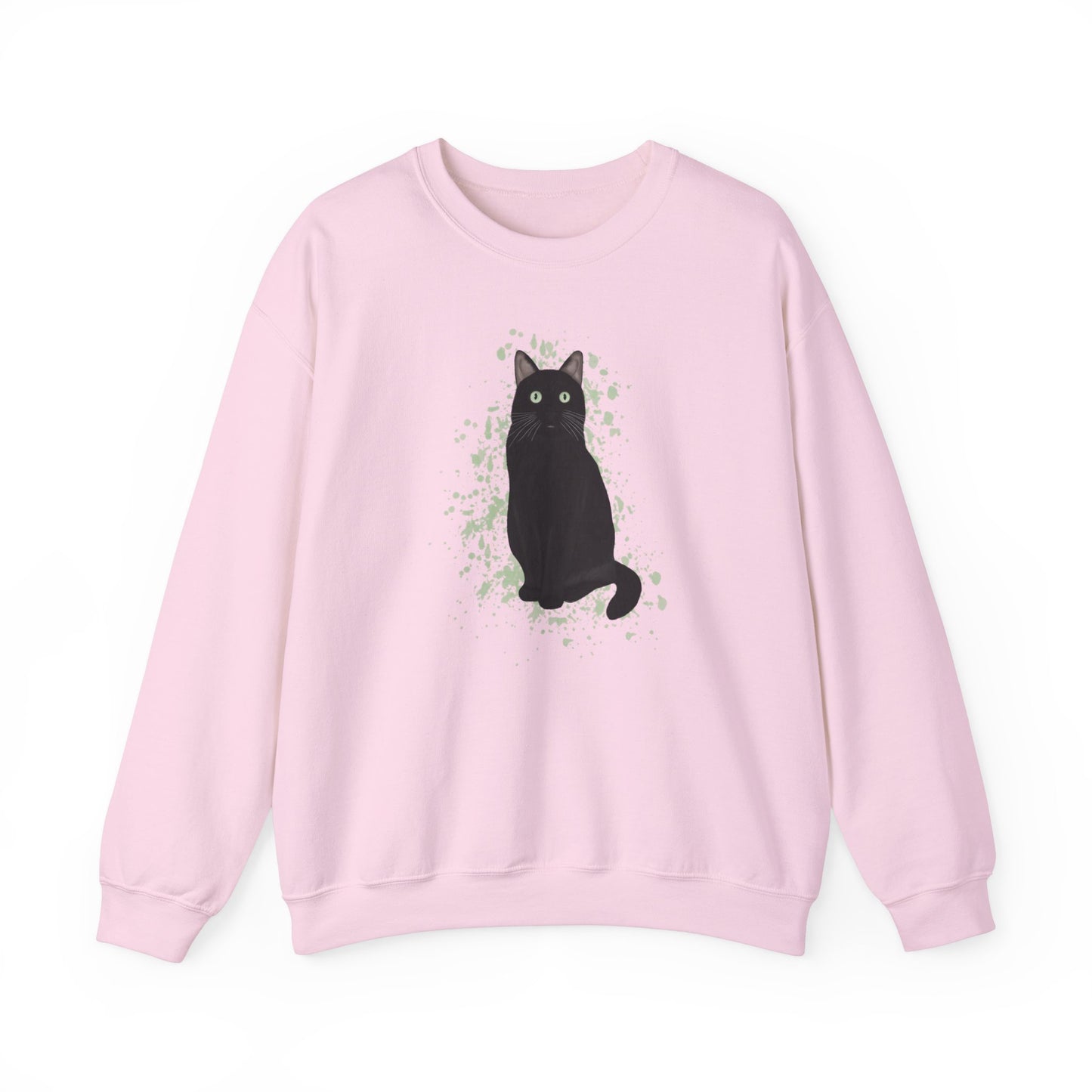 Black Cat with Green Dots Cat Lover Sweatshirt