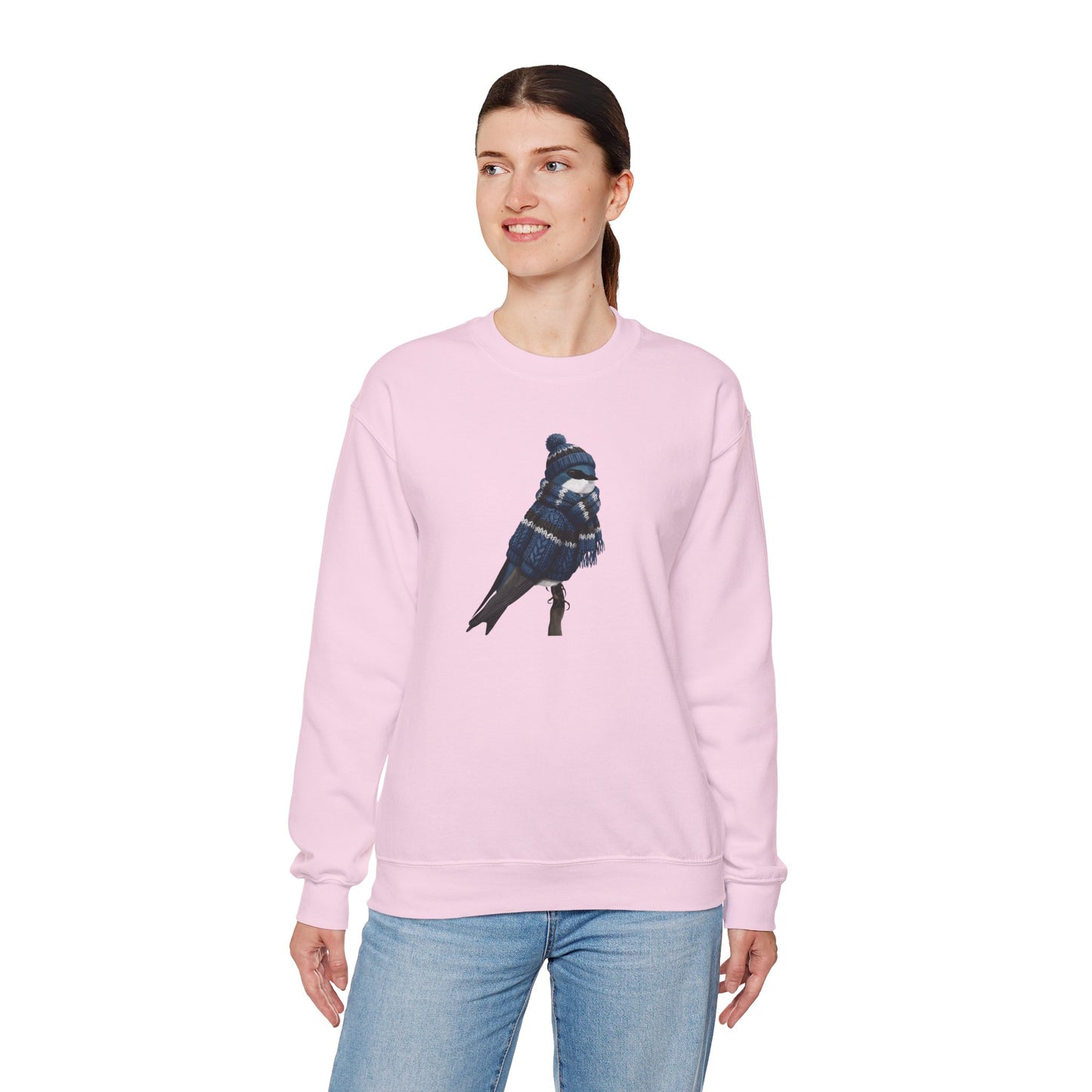 Tree Swallow Winter Sweatshirt | Bird Watcher Crewneck | Unisex Songbirds Wearing Knit Gift for Bird Lovers