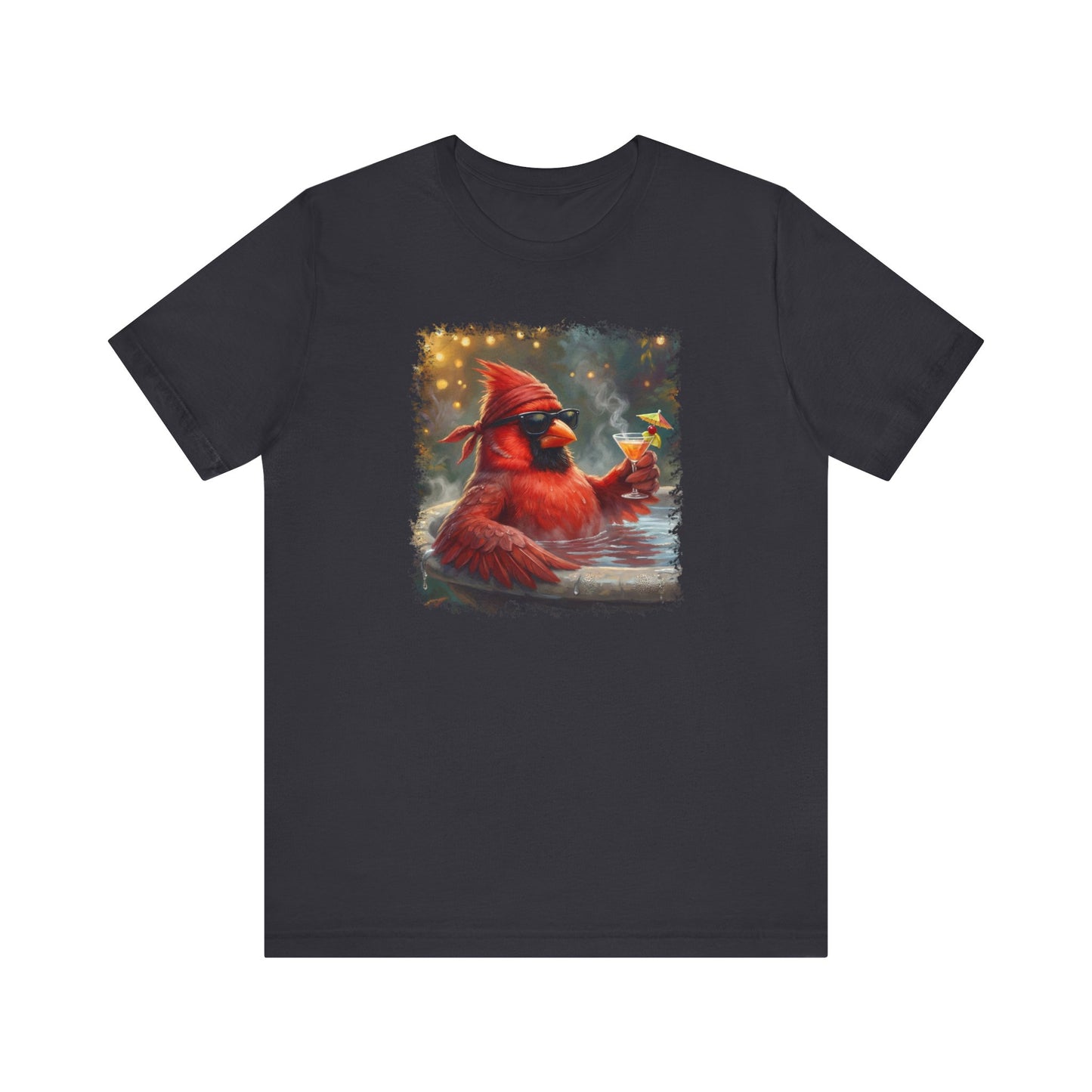 Chordinal entspannt im Vogelbad mit Drink – Premium Unisex T-Shirt | Die Gartenvögel
