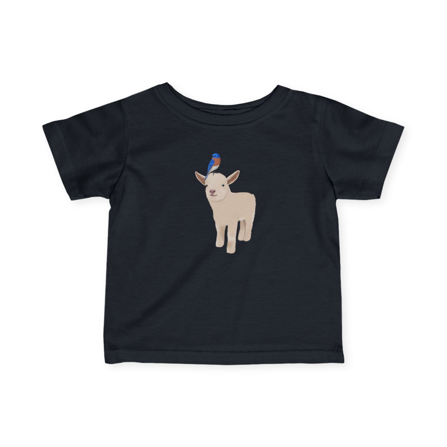 Cute Little Lamb with Bluebird Bird Baby & Toddler T-Shirt