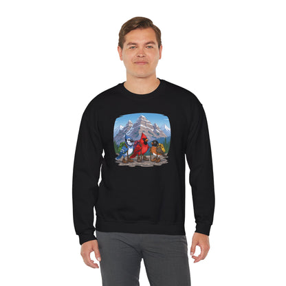 Birds Hiking Sweatshirt Funny Cardinal Robin Blue Jay on a Hike Bird Watchers & Bird Lovers