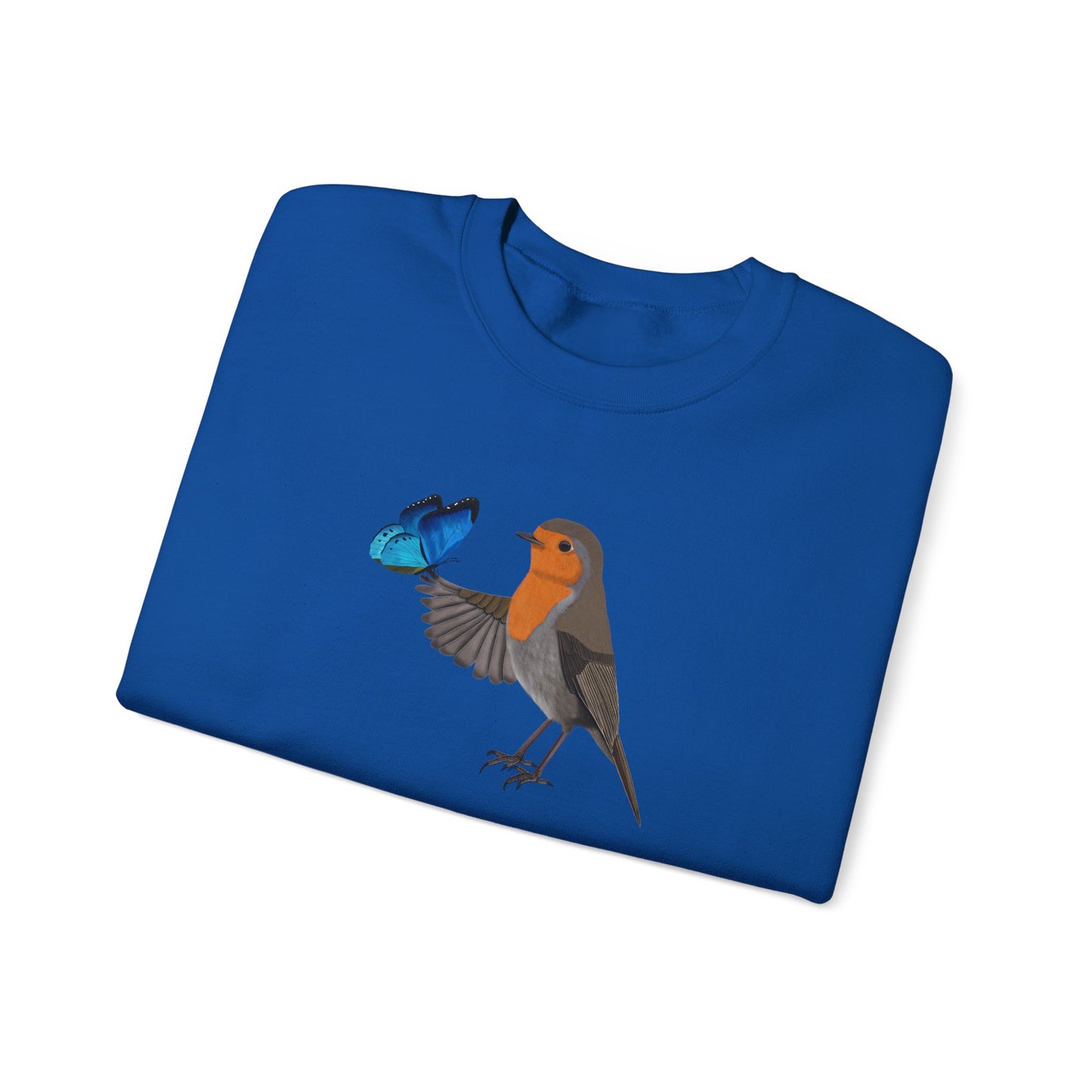 Robin with Butterfly Bird Birding & Birdwatching Sweatshirt