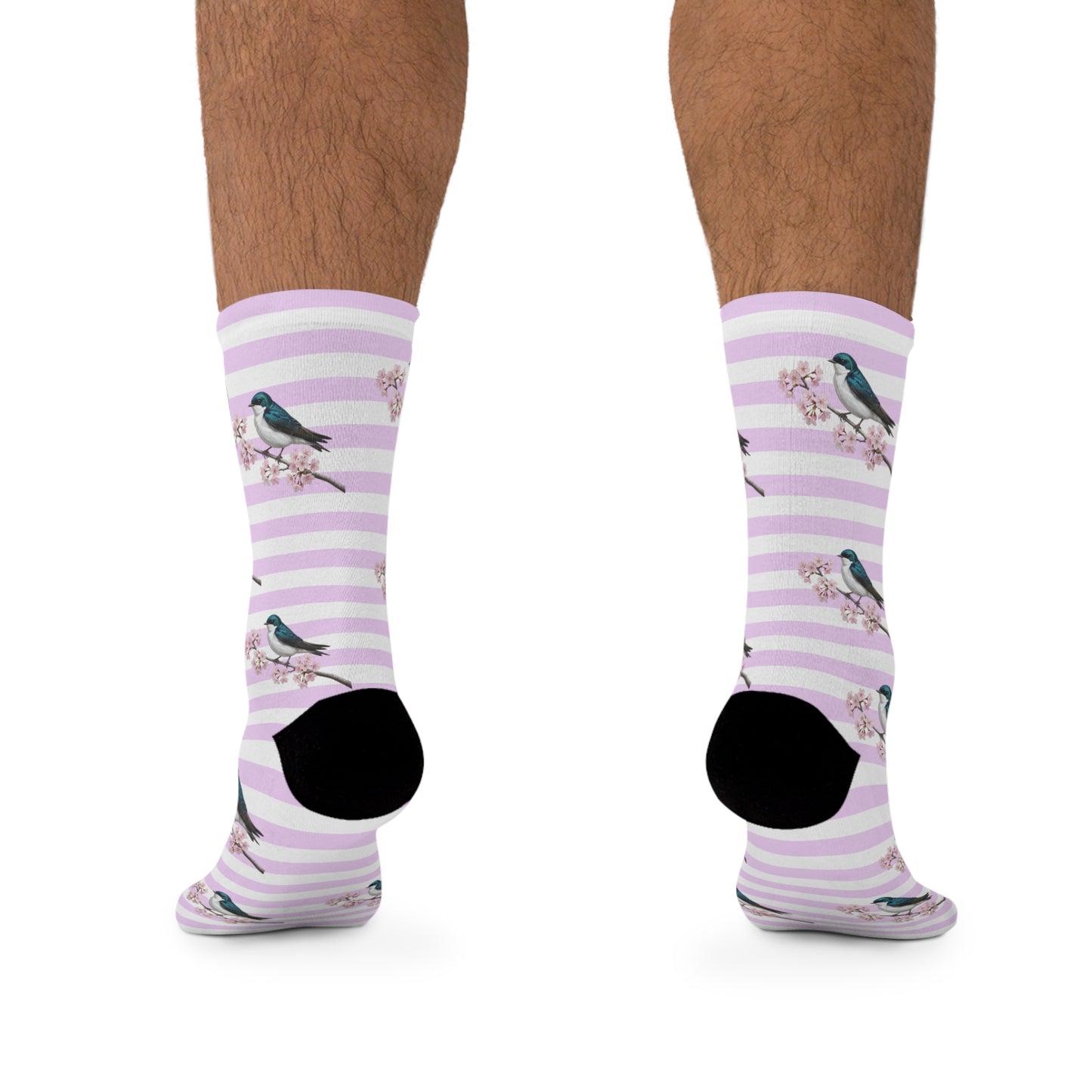 Pink Cherry Blossom Tree Swallow Socks – Cute Birdwatching & Bird Lover Gift – Accessories,