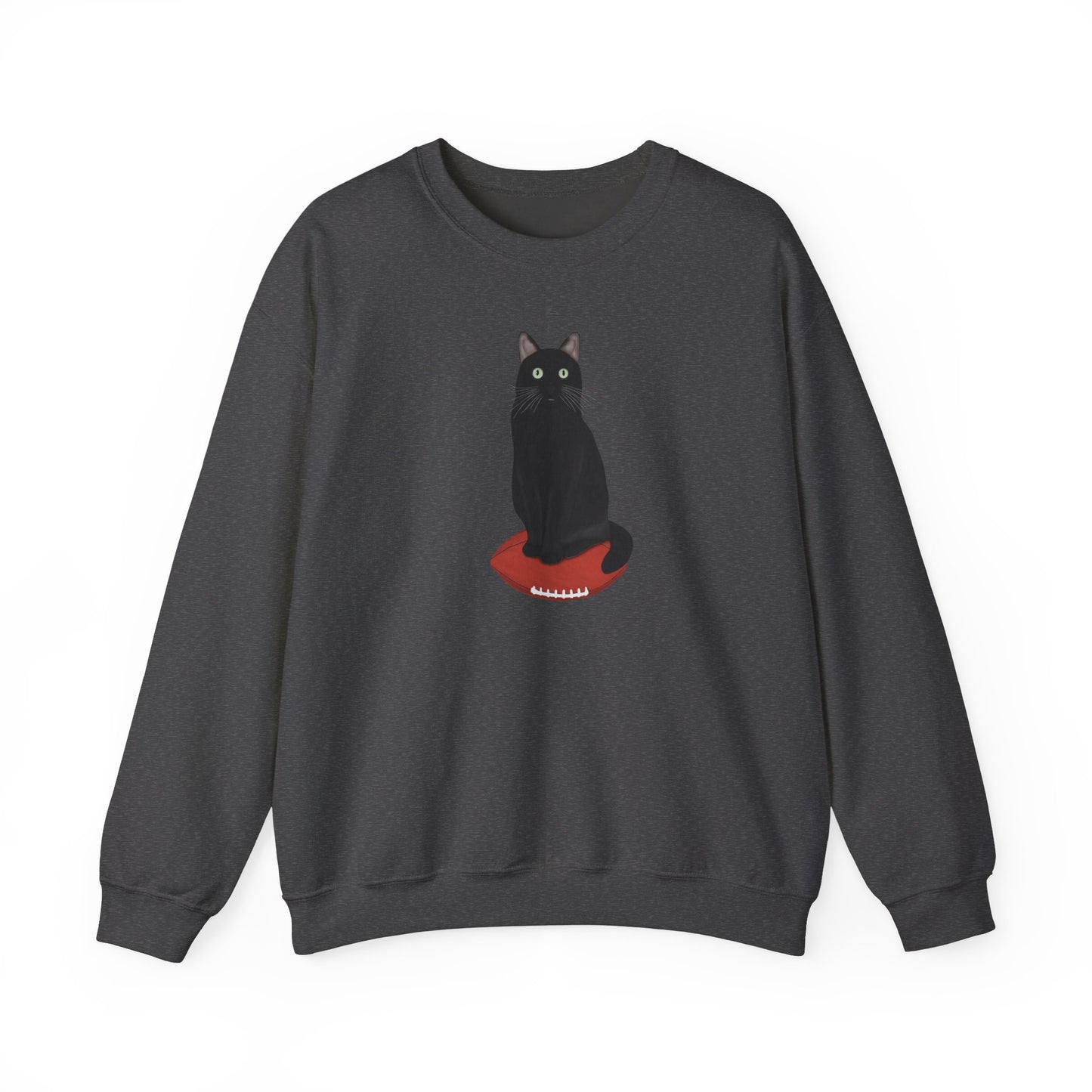 Black Cat with Football Cat Lover Sweatshirt