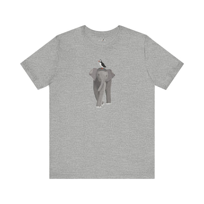 Elephant with Puffin Bird Birding & Birdwatching T-Shirt