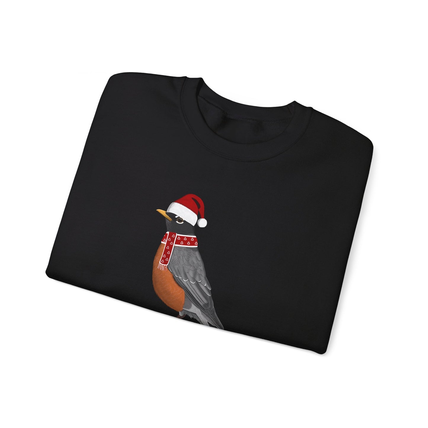 Robin with Christmas Hat Bird Birdwatcher Sweatshirt