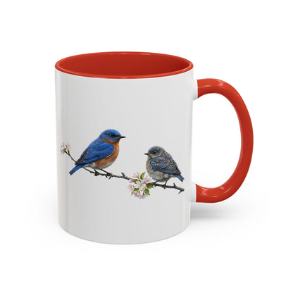 Eastern Bluebird & Fledgling Two-Tone Mug | Spring Bird Lover Gift