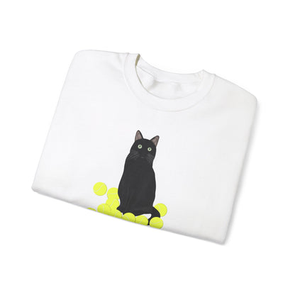 Black Cat with Tennis Balls Cat Lover Sweatshirt