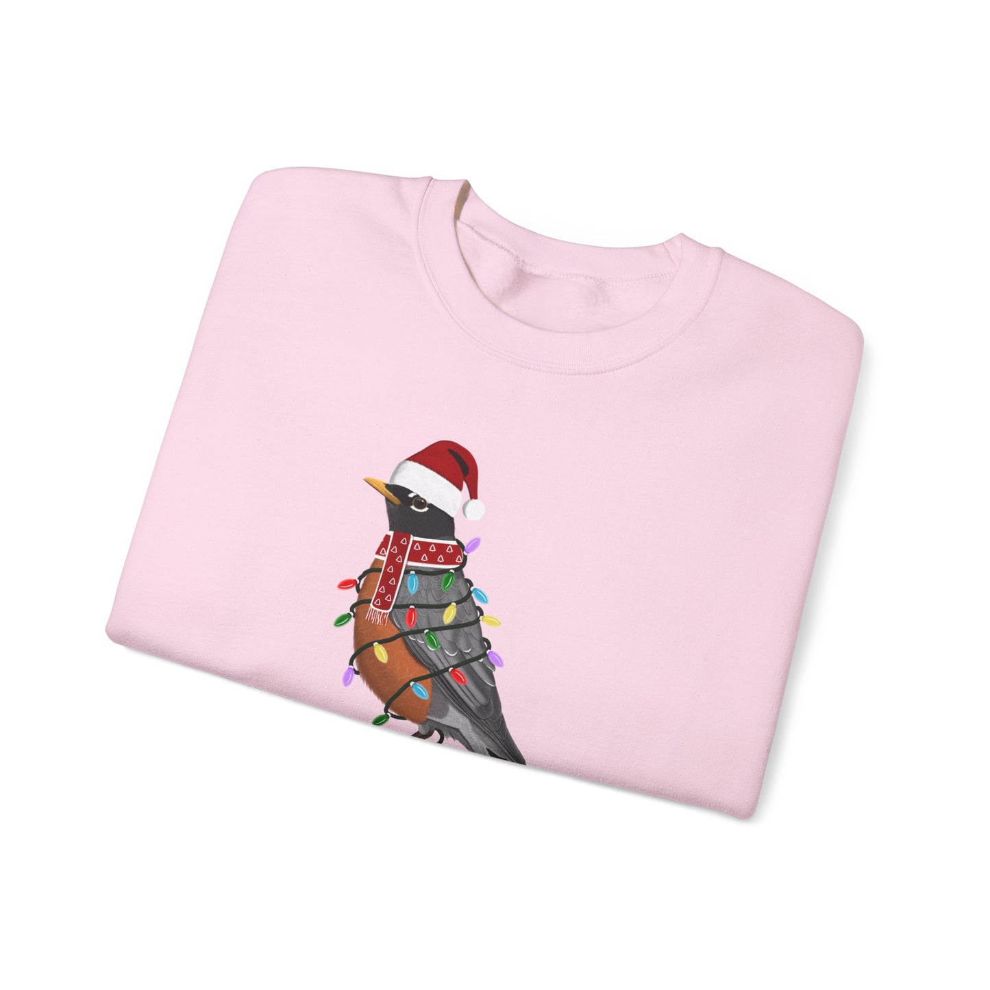 Robin with Fairy Lights Santa Claus Christmas Bird Sweatshirt