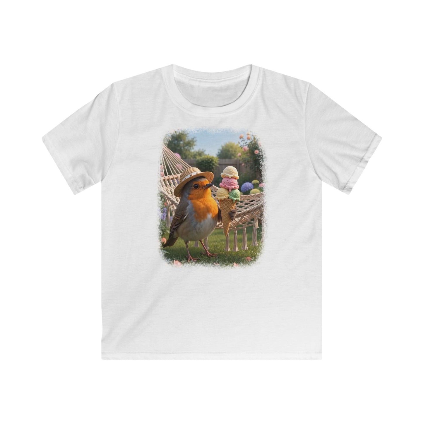 Premium Kinder T-Shirt Rosi Rotkehlchen und das Riesen-Eis