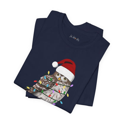 Owl with Fairy Lights Christmas Bird T-Shirt