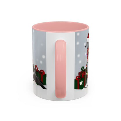 Pigeon with Christmas Hat and Scarf Snow Bird Coffee Mug