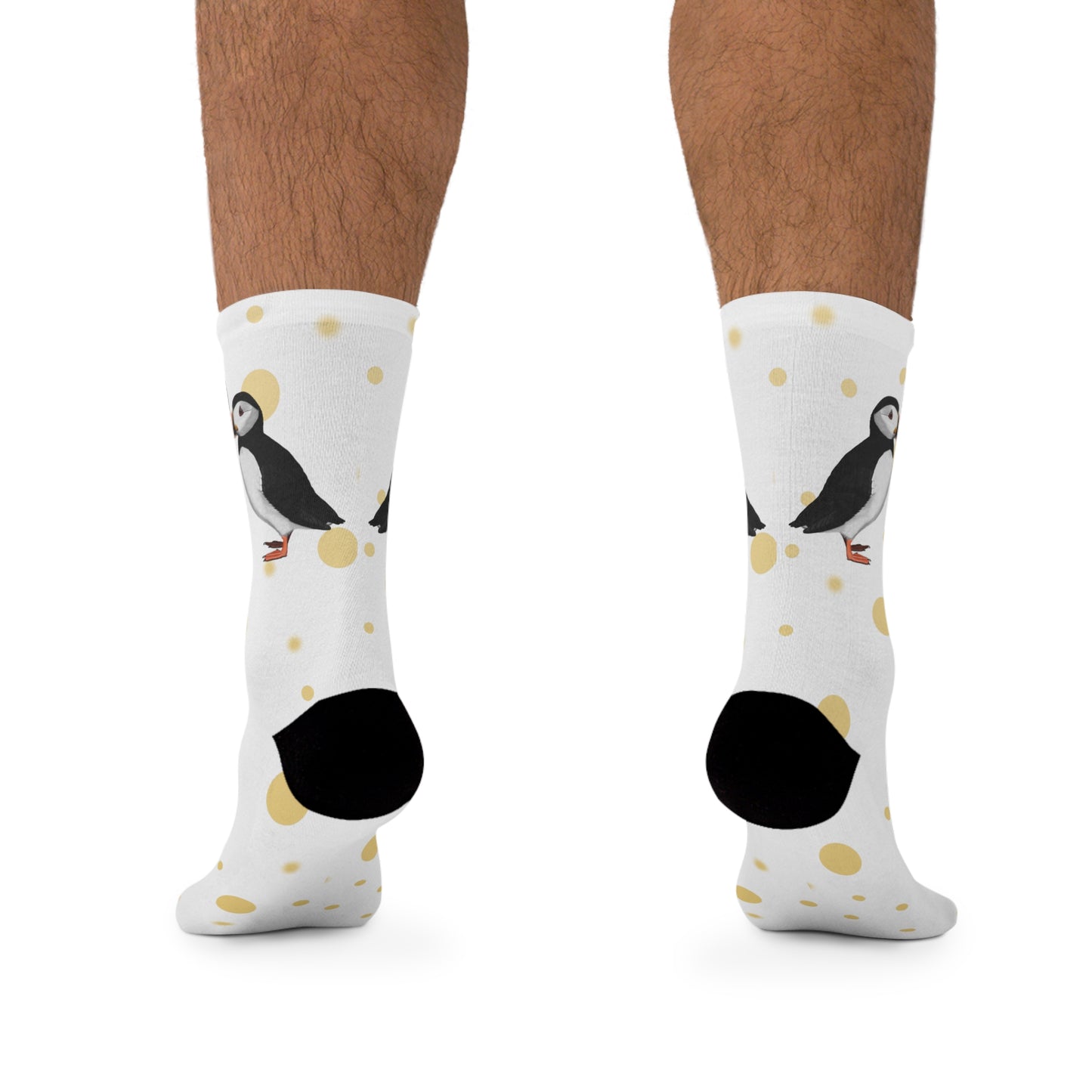 Puffin with Golden Dots Birding & Birdwatching Bird Socks White