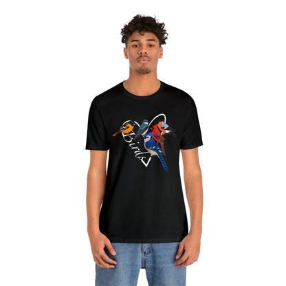 Blue Jay Northern Cardinal Oriole Bullfinch Swallow Heart Bird Unisex Tee - jz.birds