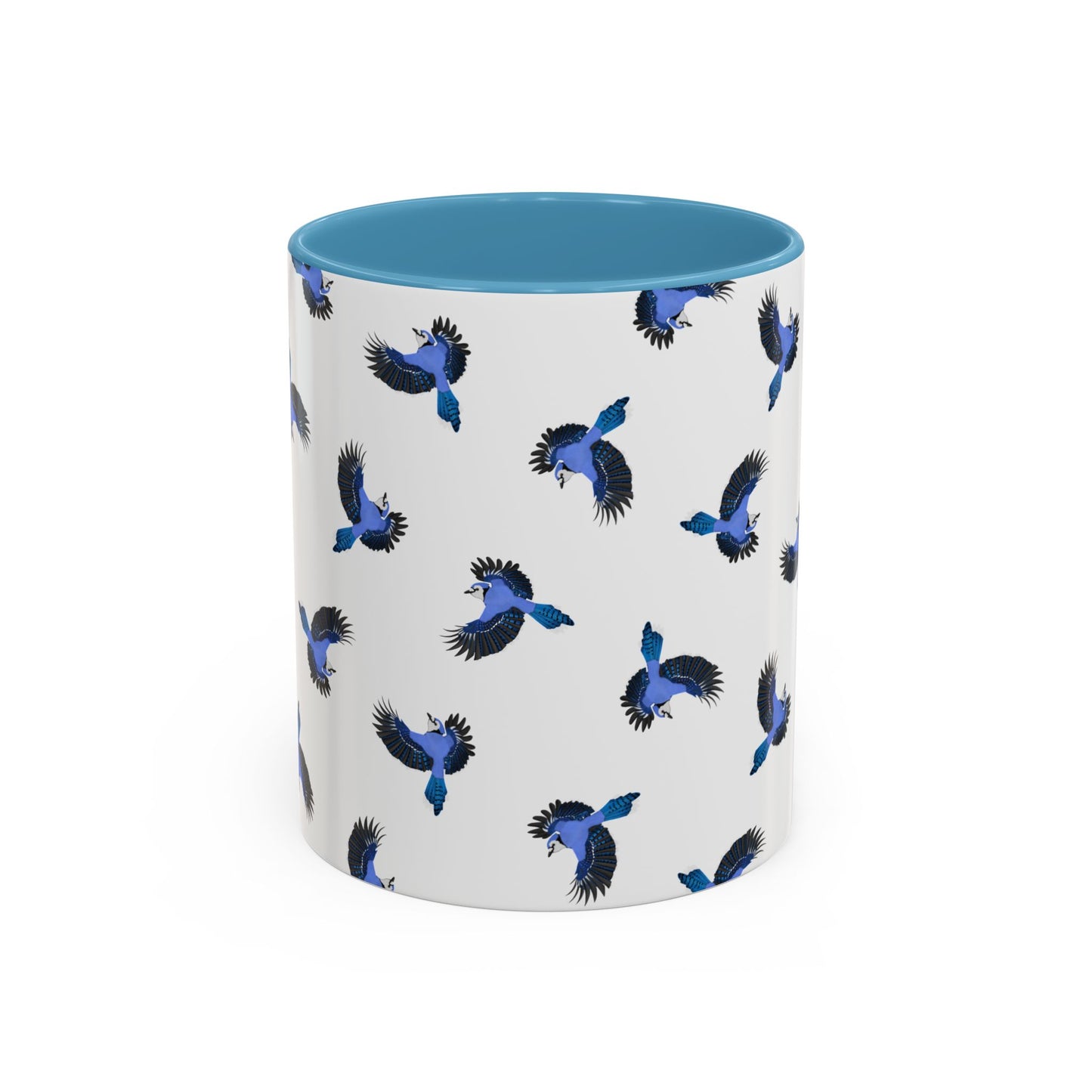 Blue Jay All-Over Pattern Accent Mug | Colorful Bird Lover Gift for Birdwatchers