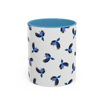 Blue Jay All-Over Pattern Accent Mug | Colorful Bird Lover Gift for Birdwatchers