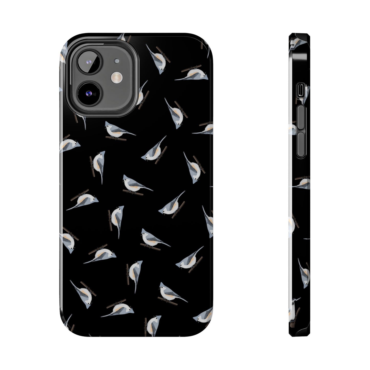 Tufted Titmouse iPhone Case Black – Premium Tough Phone Cover for Bird Lovers – animal lover,