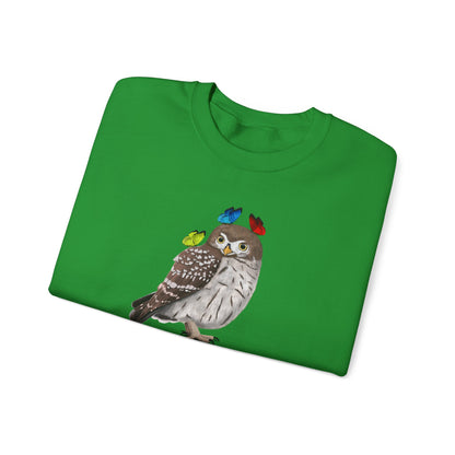 Little Owl with Butterflies Bird Birding & Birdwatching Sweatshirt