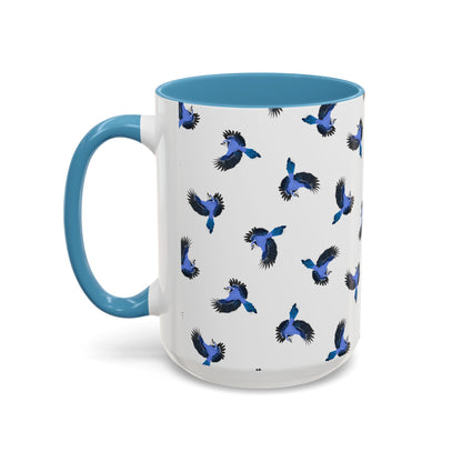 Blue Jay All-Over Pattern Accent Mug | Colorful Bird Lover Gift for Birdwatchers
