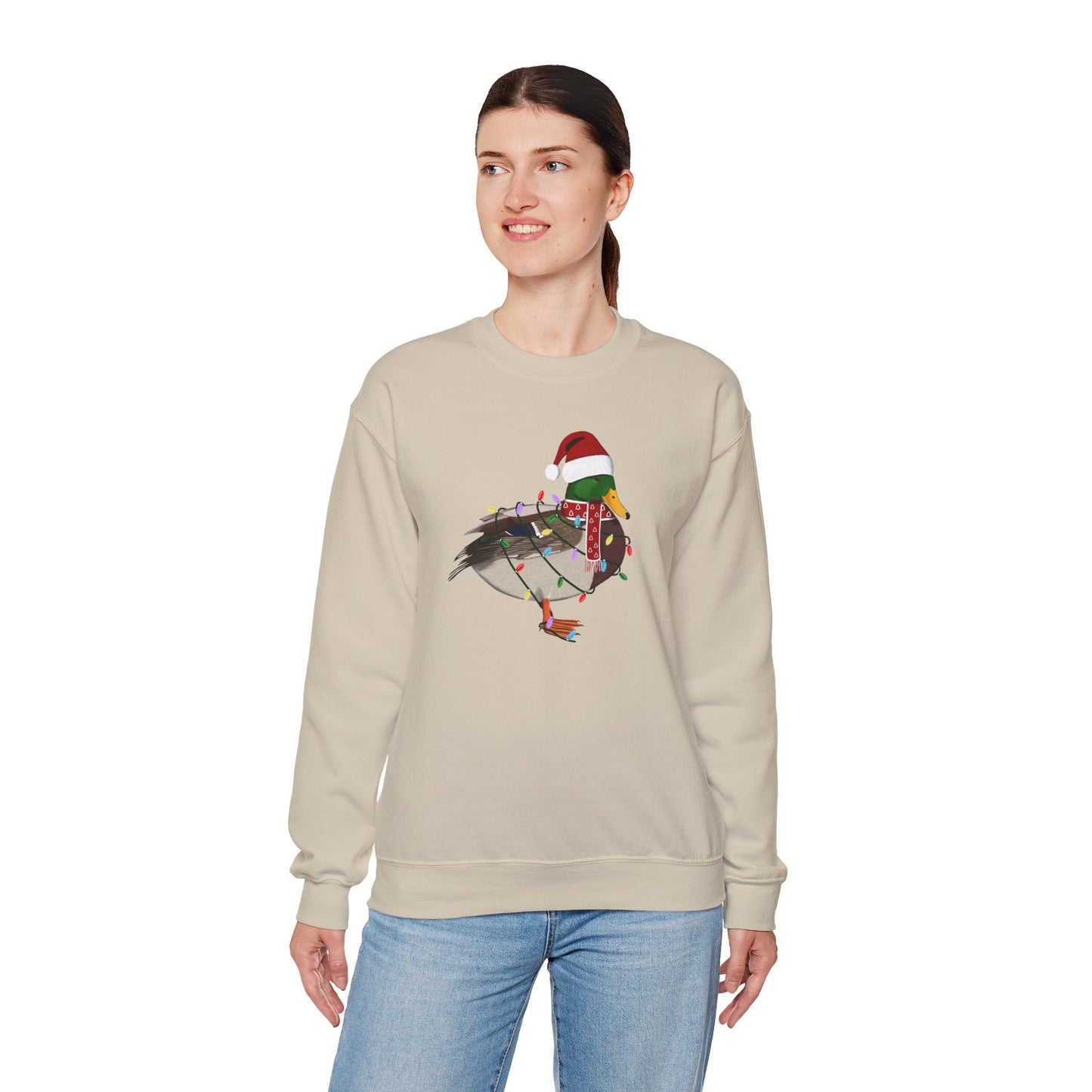 Mallard with Fairy Lights Santa Claus Christmas Bird Sweatshirt