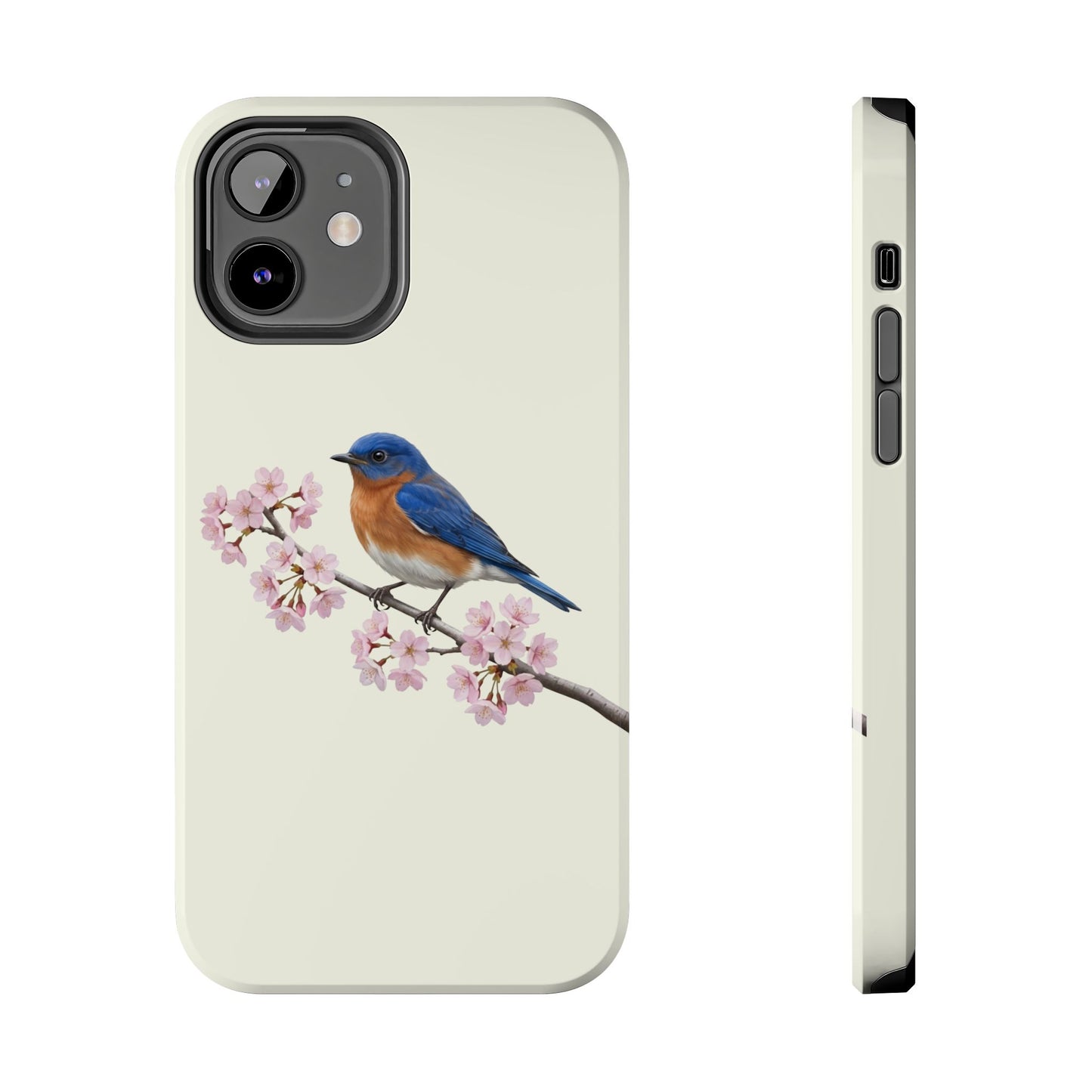 Bluebird & Cherry Blossom Tough iPhone Case Creamy White – animal lover, Phone