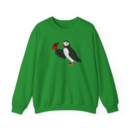 Puffin with Butterfly Bird Birding & Birdwatching Sweatshirt