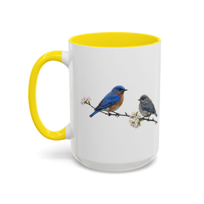 Eastern Bluebird & Fledgling Two-Tone Mug | Spring Bird Lover Gift