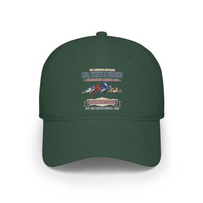 Red, White & Birding Branch Baseball Cap | Cardinal Blue Jay Bluebird USA 250 Edition | jz.birds