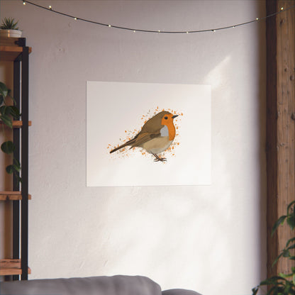 European Robin Bird Artwork Matte Poster