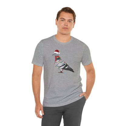 Pigeon with Fairy Lights Christmas Bird T-Shirt