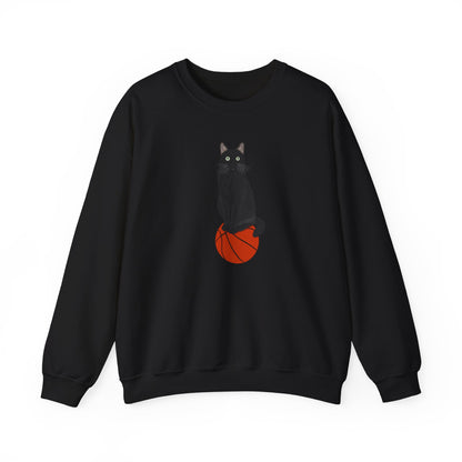 Black Cat with Basketball Cat Lover Sweatshirt