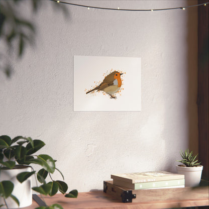 European Robin Bird Artwork Matte Poster