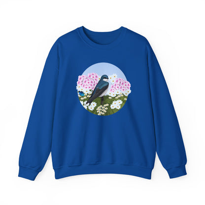Tree Swallow with Summer Flowers Sweatshirt Birding & Bird Watching Bird Lovers