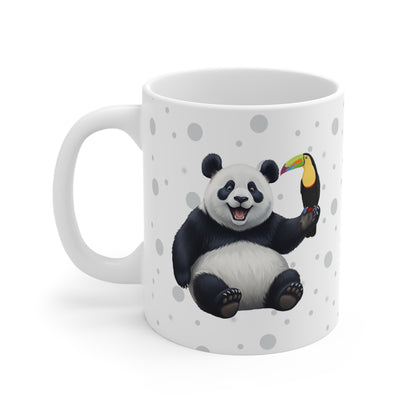 Panda Bear Mug with Toucan for Animal Lovers & Bird Watchers 11oz