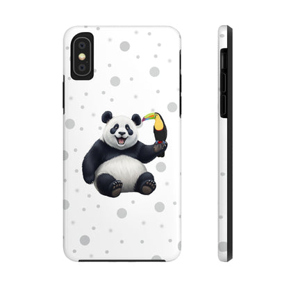 Cute Panda Bear with a Toucan Animal iPhone Case - Dual-Layer PC/TPU Protective Cover for iPhone