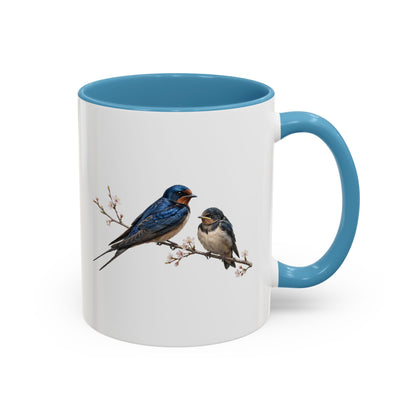 Barn Swallow & Fledgling Two-Tone Mug | Spring Bird Lover Gift