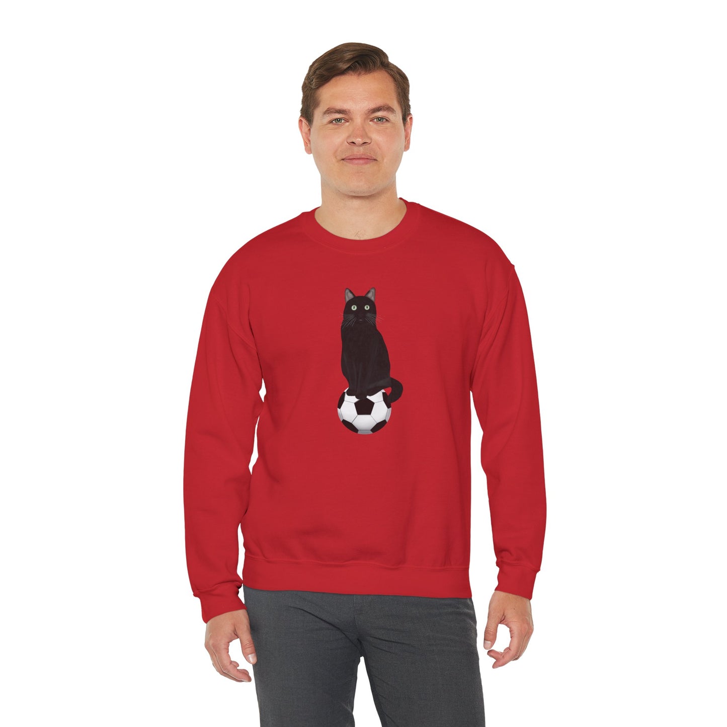 Black Cat with Soccer Cat Lover Sweatshirt