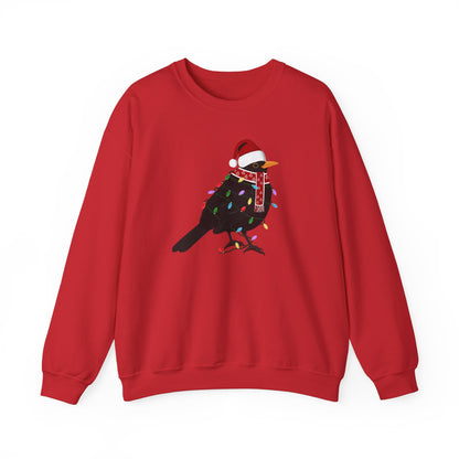 Blackbird with Fairy Lights Santa Claus Christmas Bird Sweatshirt