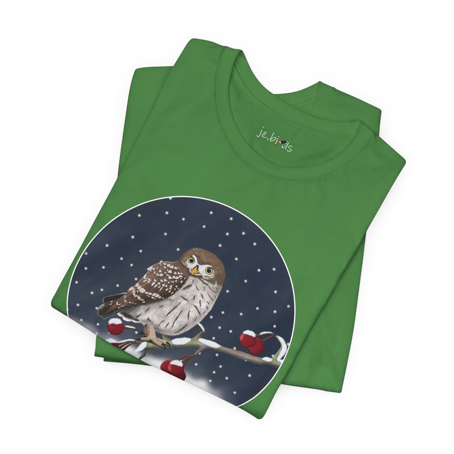 Owl on a Winter Branch Birdwatcher Christmas Bird T-Shirt