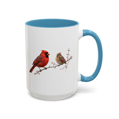 Northern Cardinal & Fledgling Two-Tone Mug | Spring Bird Lover Gift