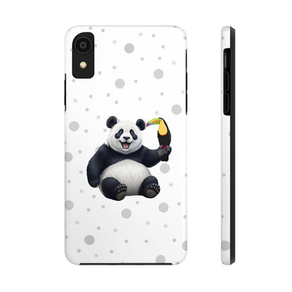 Cute Panda Bear with a Toucan Animal iPhone Case - Dual-Layer PC/TPU Protective Cover for iPhone