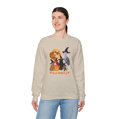 Cardinal Robin Shoebill Rabbit with Cat and Bunny Halloween Bird Sweatshirt