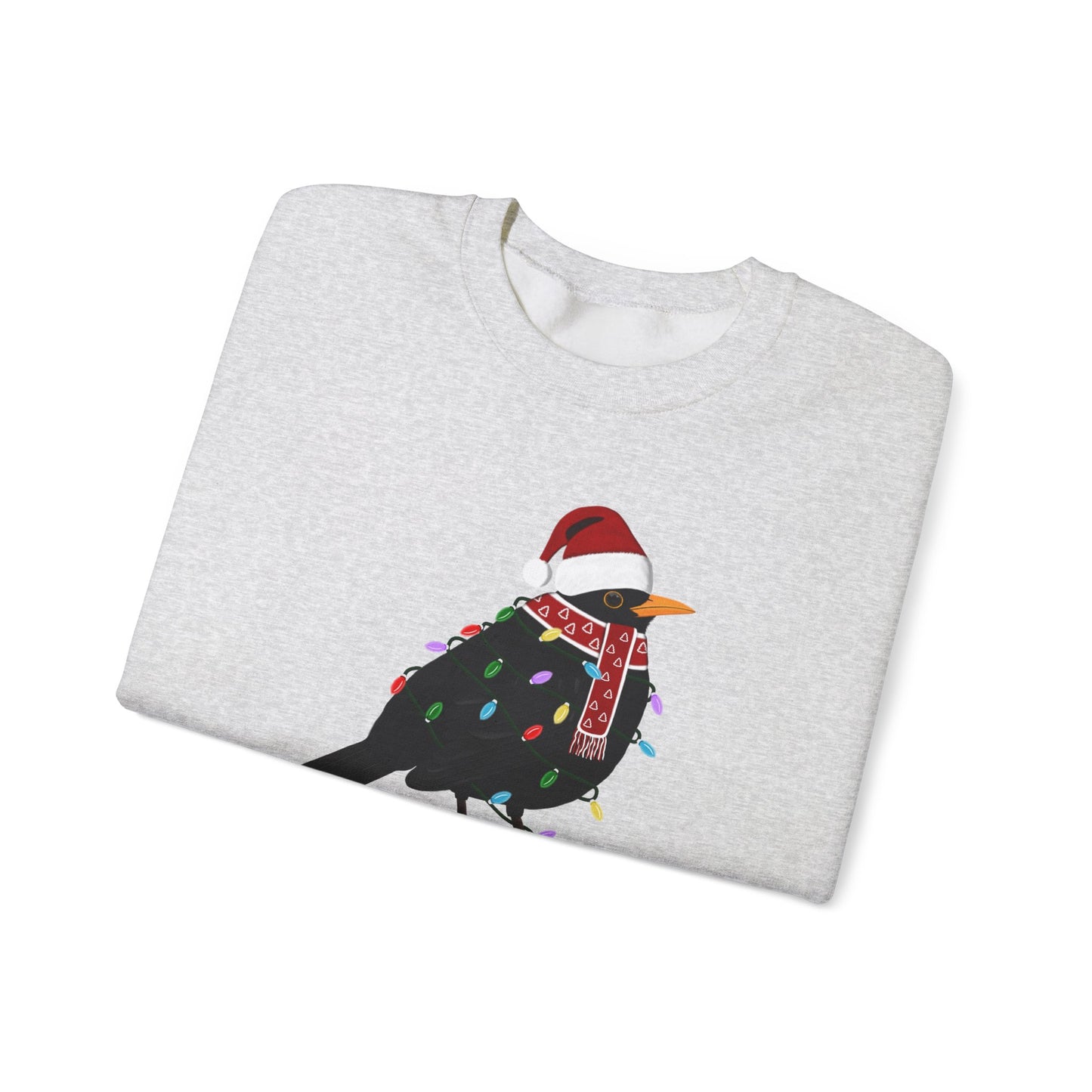 Blackbird with Fairy Lights Santa Claus Christmas Bird Sweatshirt