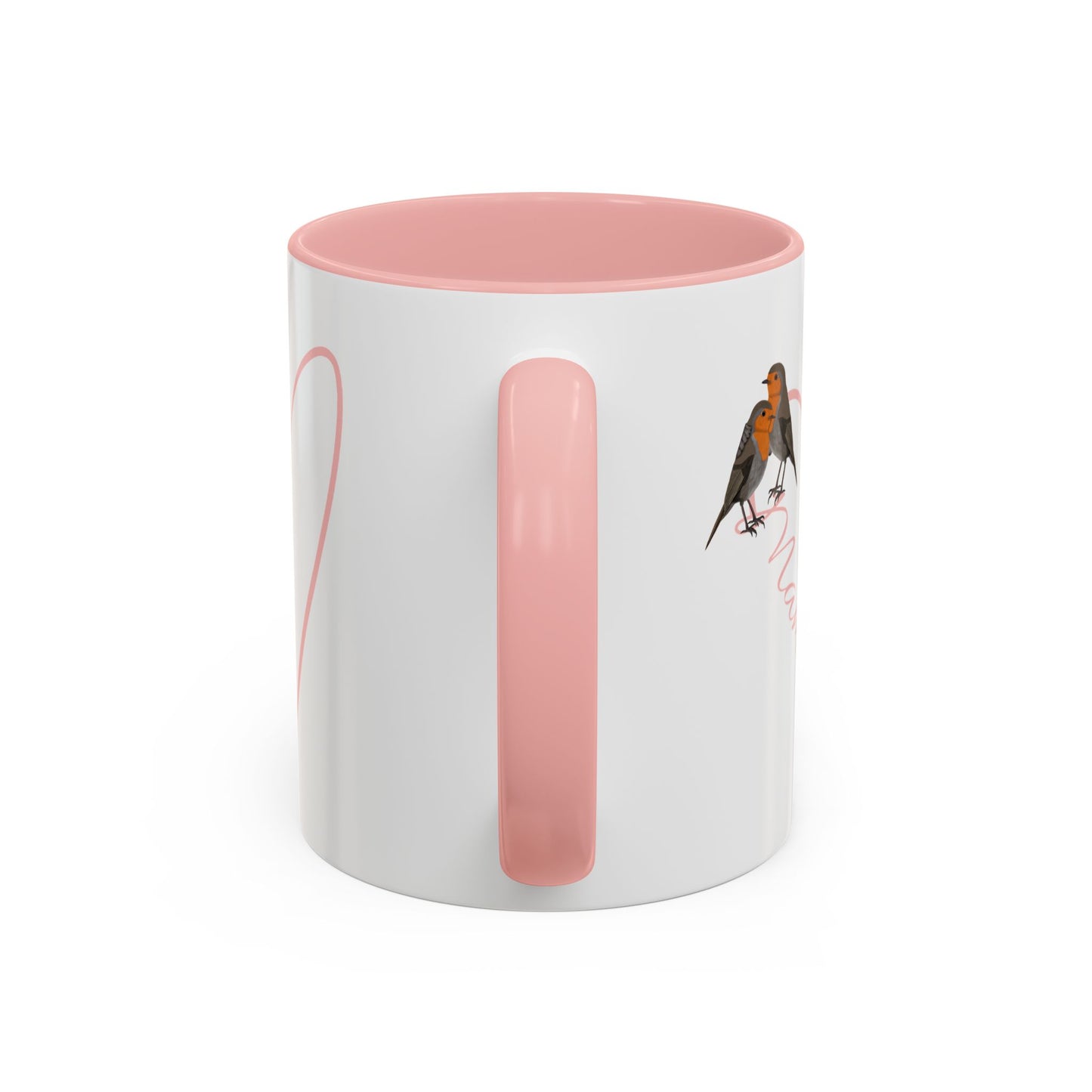Rotkehlchen mit Herz Muttertag Mama Vogel Tasse Weiß Rosa
