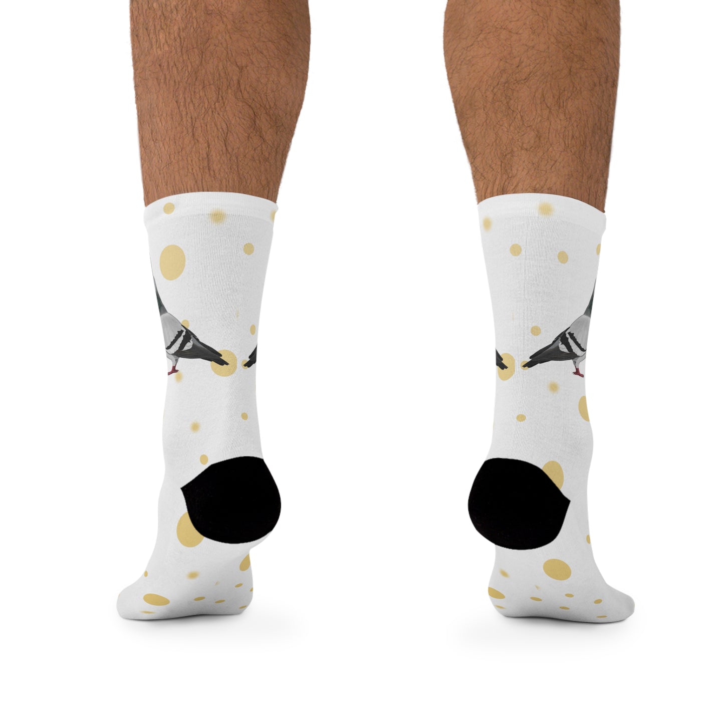 Pigeon with Golden Dots Birding & Birdwatching Bird Socks White